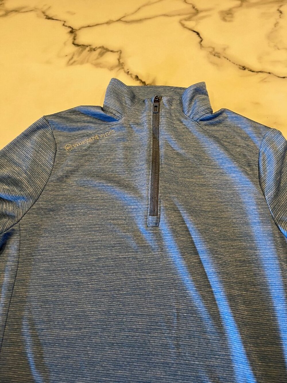 Vineyard Vines Sankaty Performance 1/4 Zip Pullover Heathered Blue - Men's Small - Picture 3 of 10